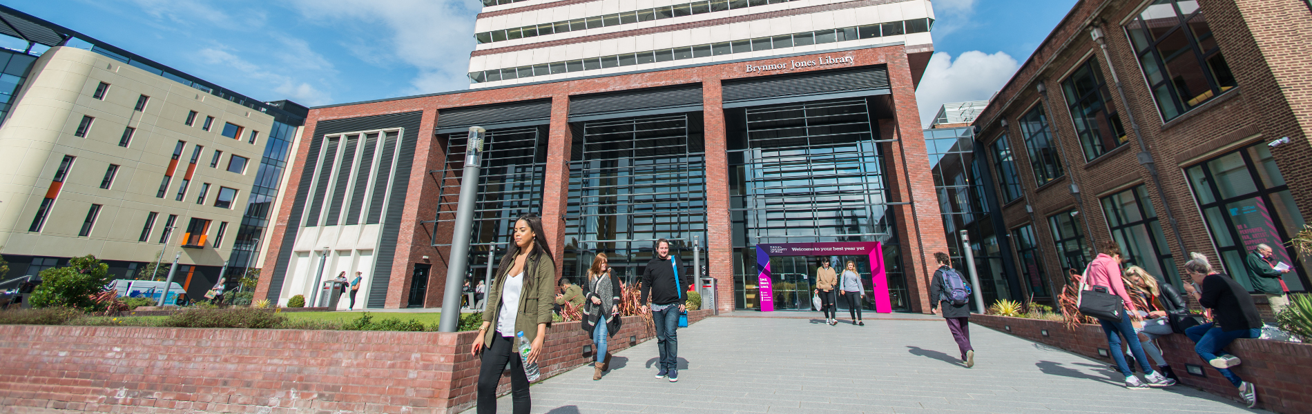 Students visiting Brynmor Jones Library