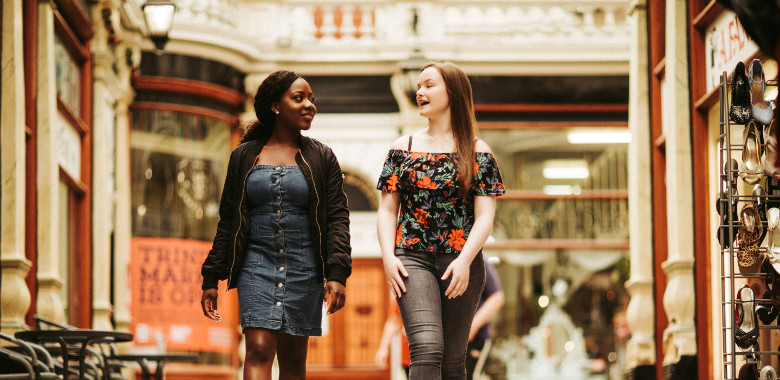 Students walking through Hepworths Arcade Hull