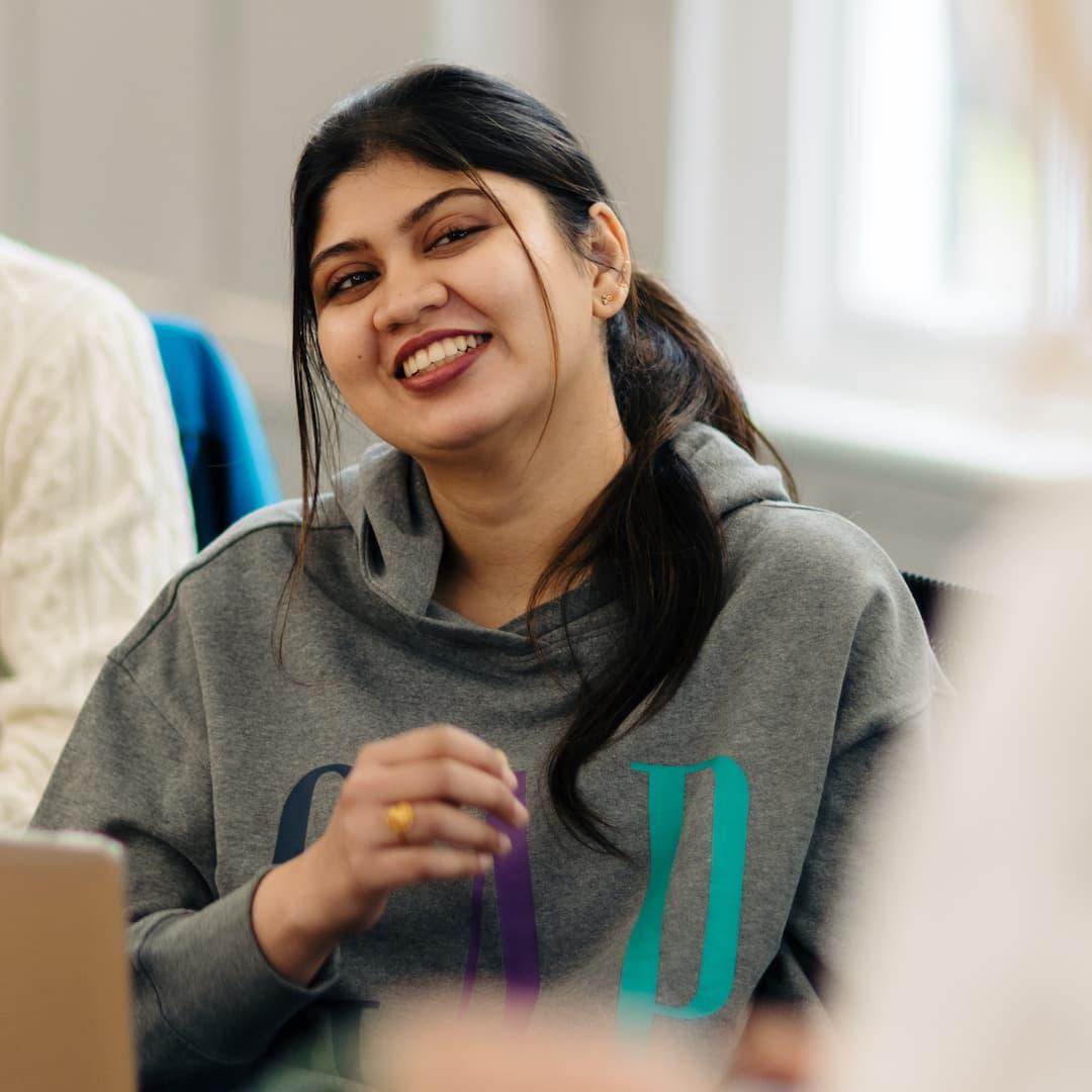 Student in Hull University Business School's Creativity Room