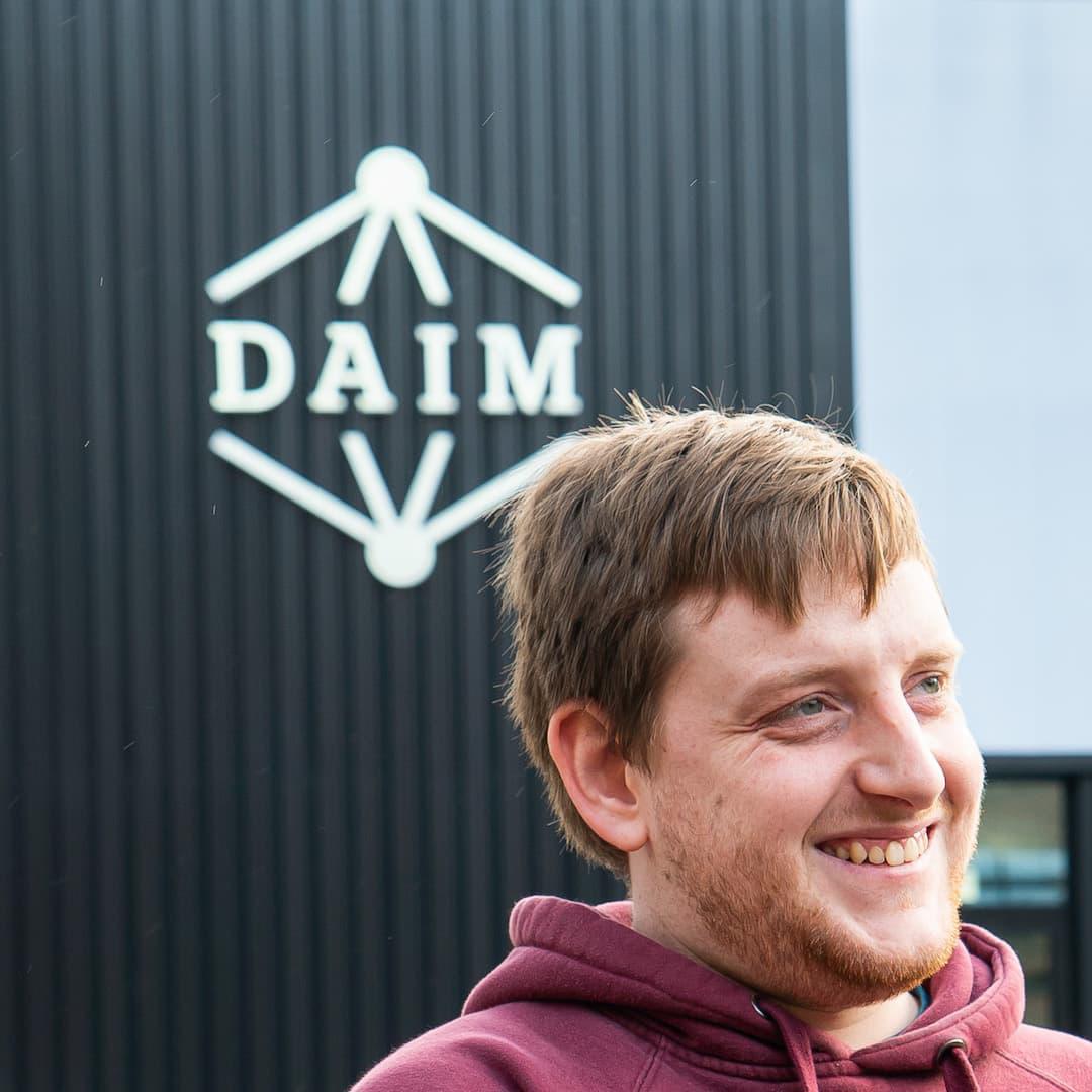 Samuel Rose outside the DAIM building