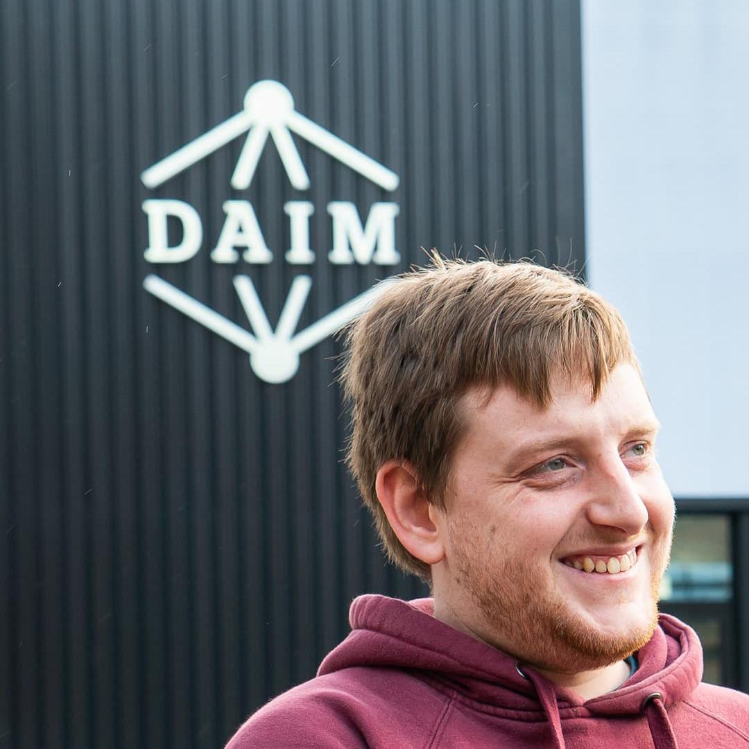 Samuel Rose outside the DAIM building