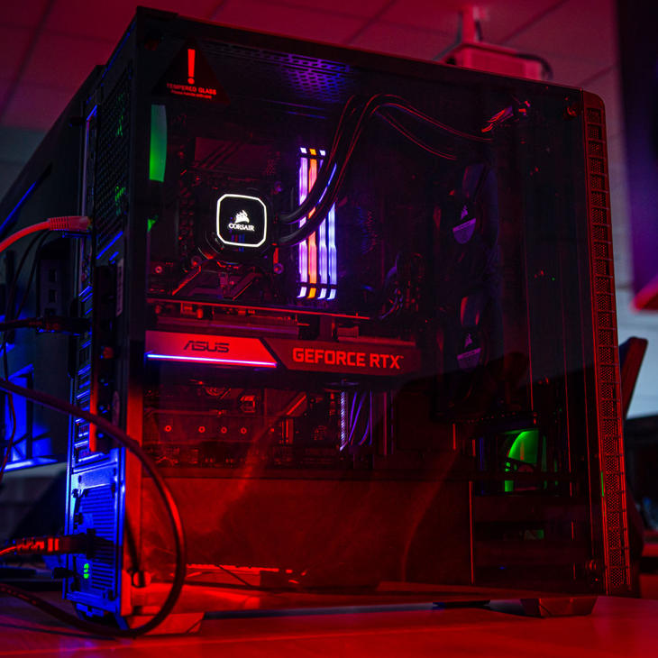 Close-up of a high powered computer in the Turing lab