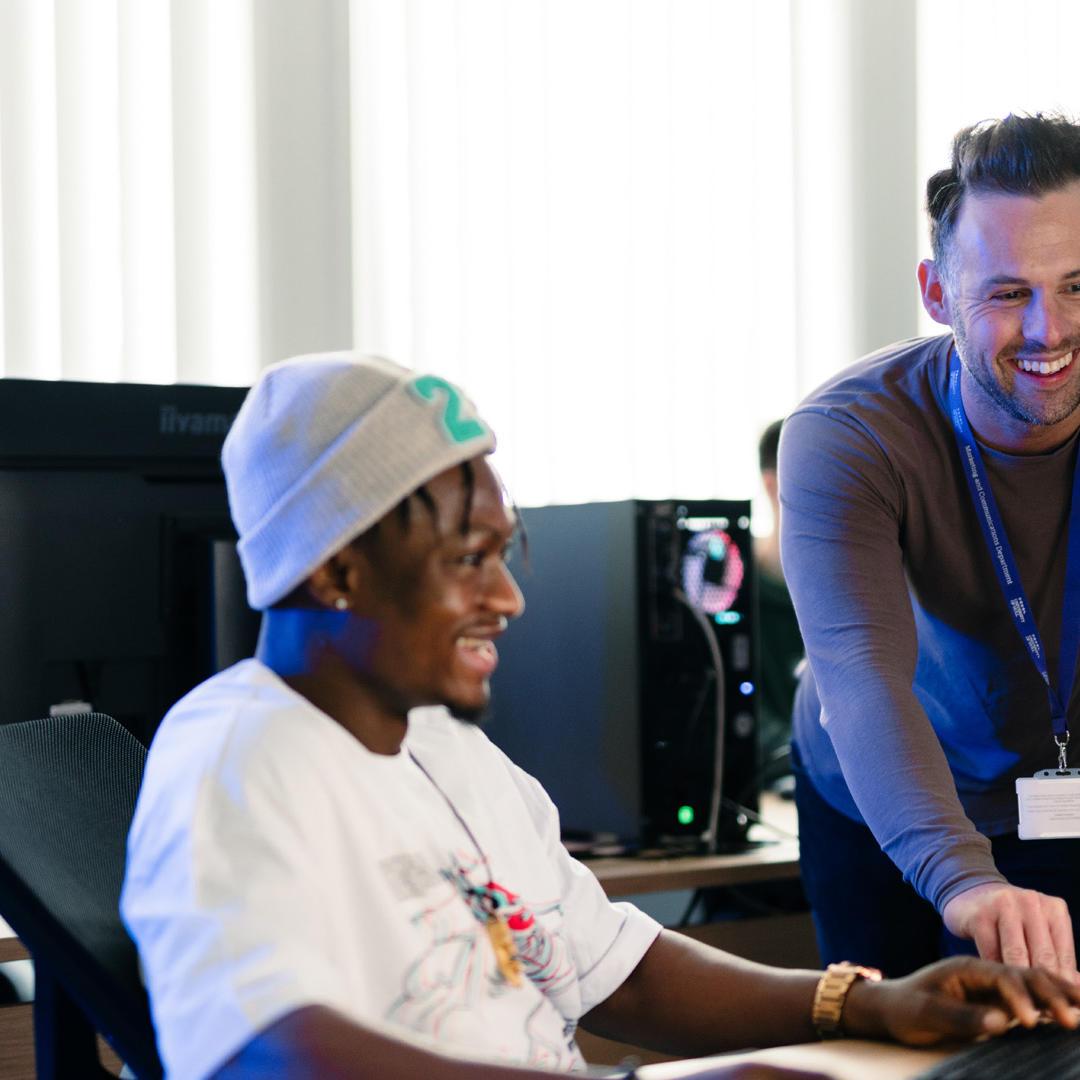 Two students using the Computer Science Turing Lab