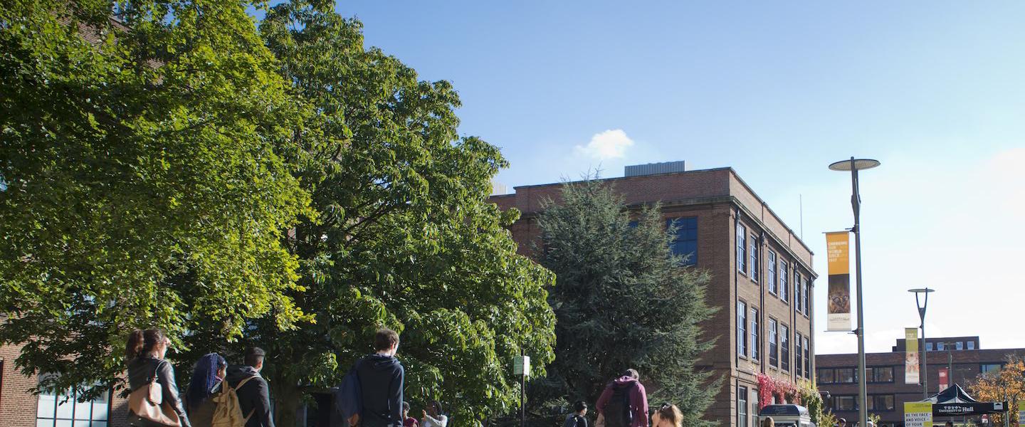 Busy Walkway towards Chemistry Building Landscape Blue Sky UNI_7846-min