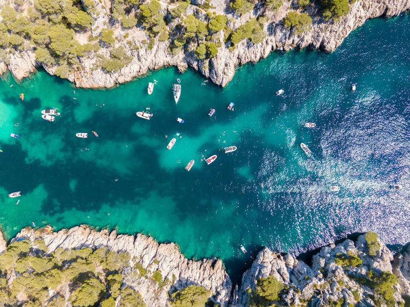 Aerial photo of boats in Marseille, France