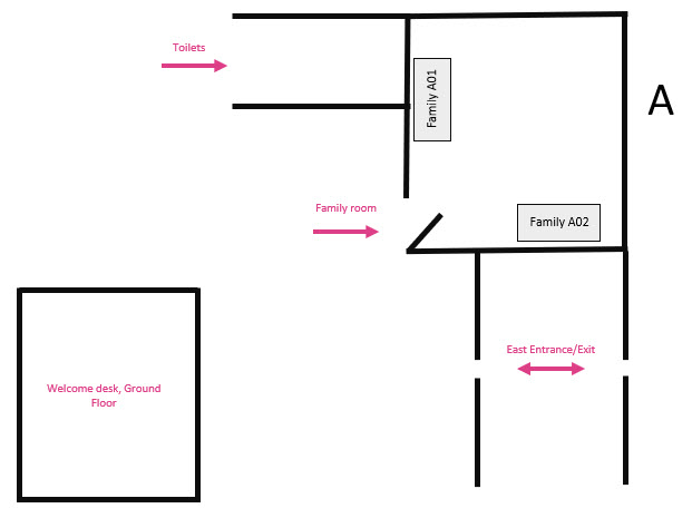 A map of the Family room with two seats.