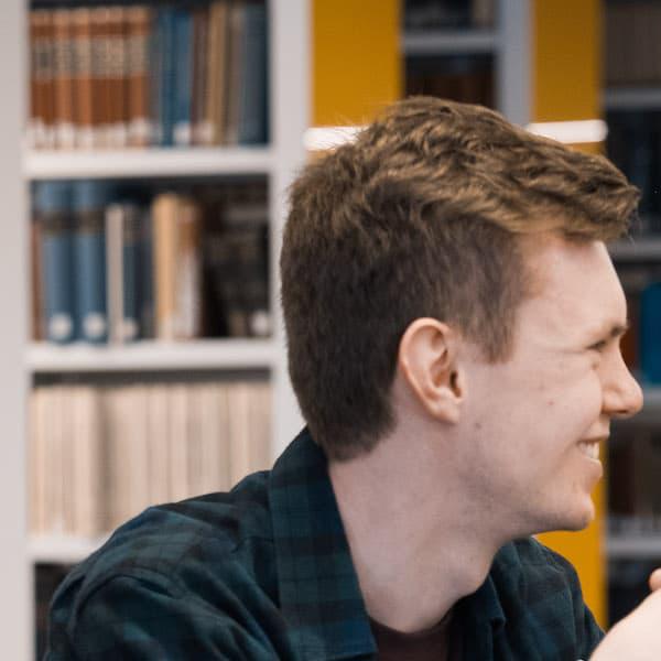Two students working in the Brynmor Jones Library