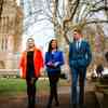 Three smartly-dressed Politics students walking the iconic grounds of Westminster while on placement.