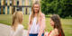 students sat outside westfield court sophie crane