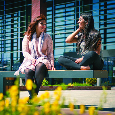 Students outside the Library