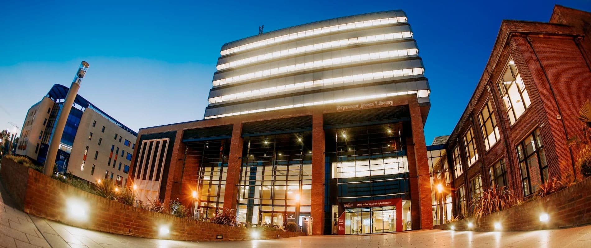 Brynmor Jones Library at dusk