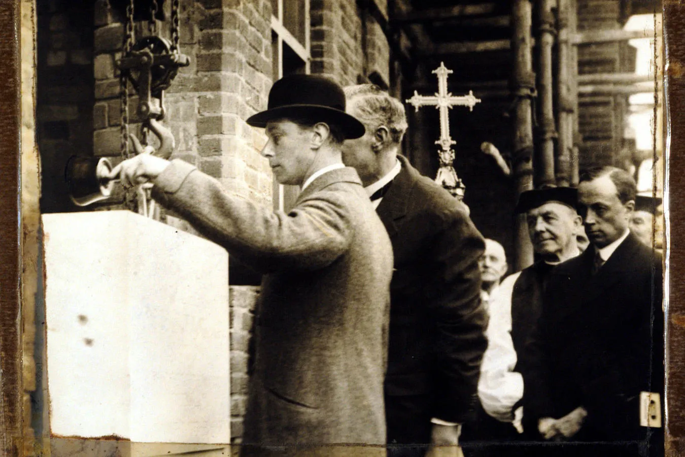 The Duke of York laying the foundation stone in 1928.