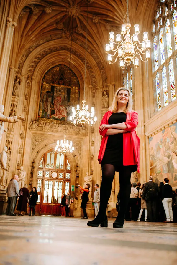 A politics and legislative studies stood in Westmister whilst on placement