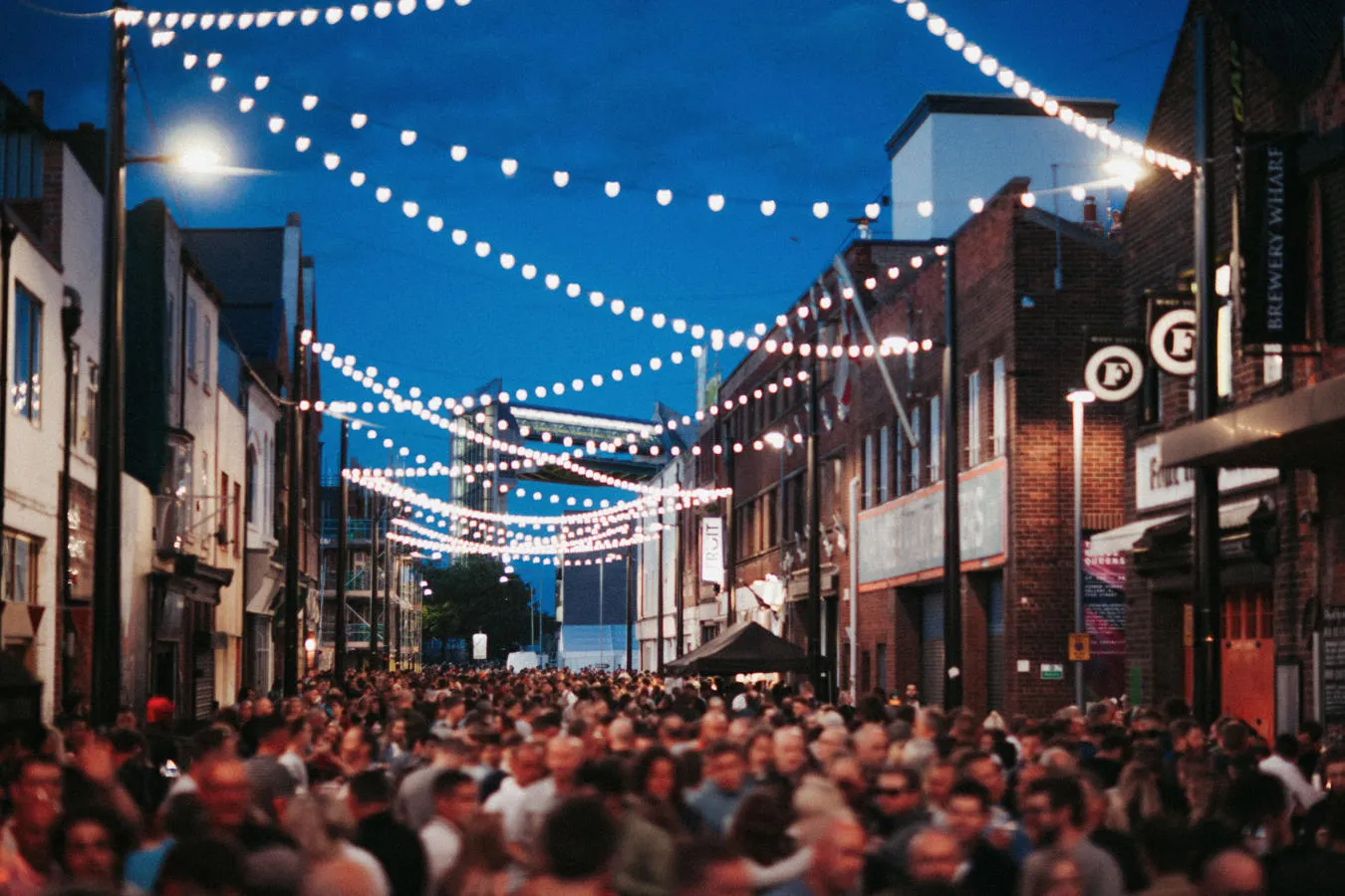 A busy Humber Street at night