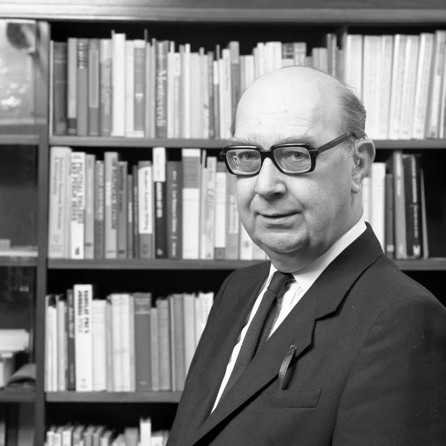 Black and white image of Philip Larkin