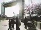 School children and teacher on a field trip to the Hull Tidal Barrier