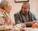 Patients chatting over a cup of tea
