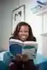 Law student reading legal theory book