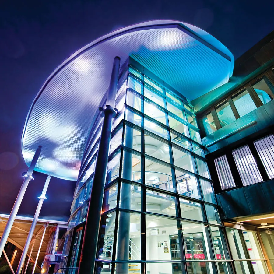 Student Central exterior at night