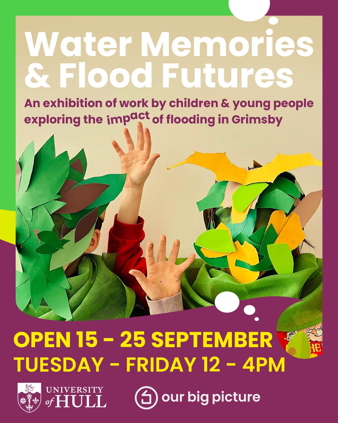Young people disguised with colourful paper leaves
