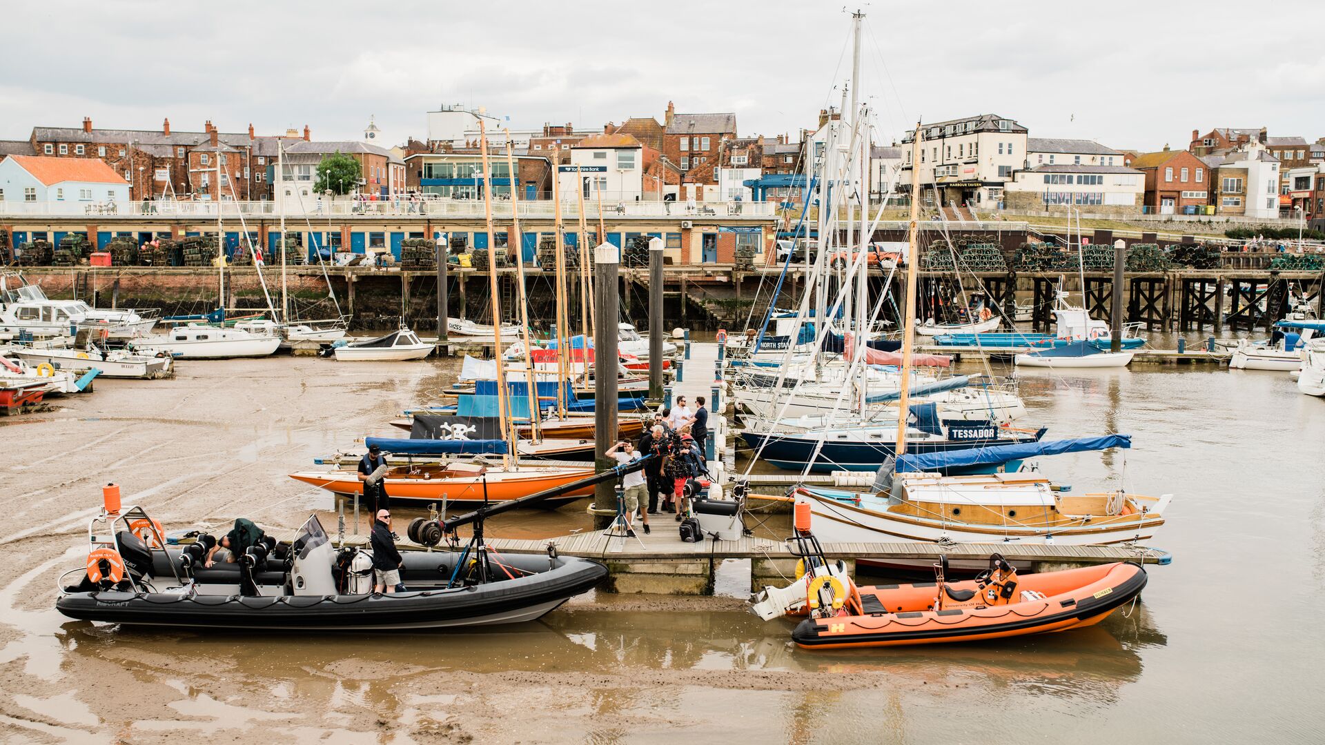 bridlington harbour with boats docked