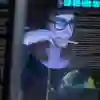Female student looking at data on computer