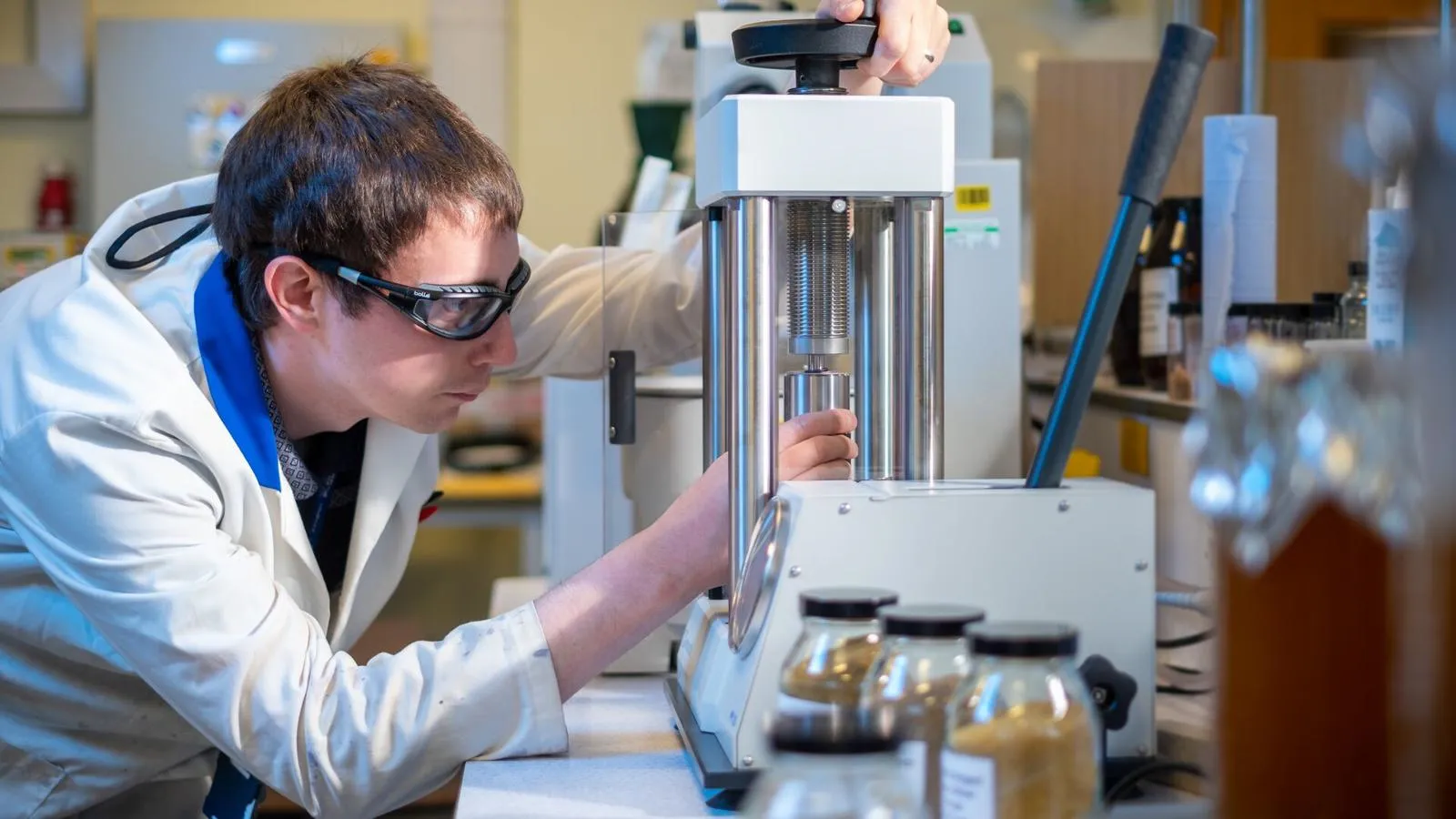 A researcher performing an experiment