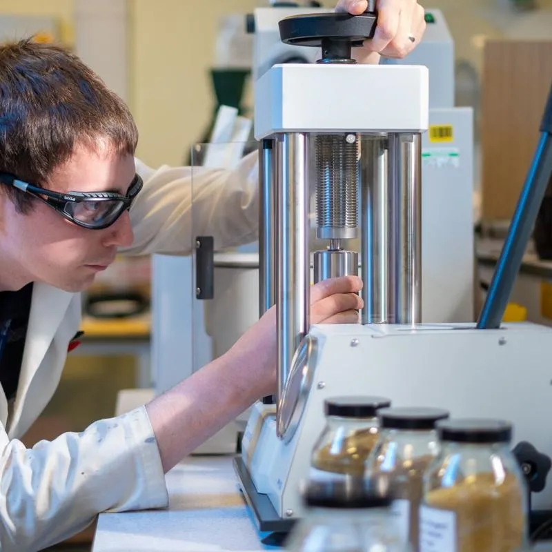 A researcher performing an experiment