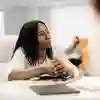 Students sat in The Business Lounge