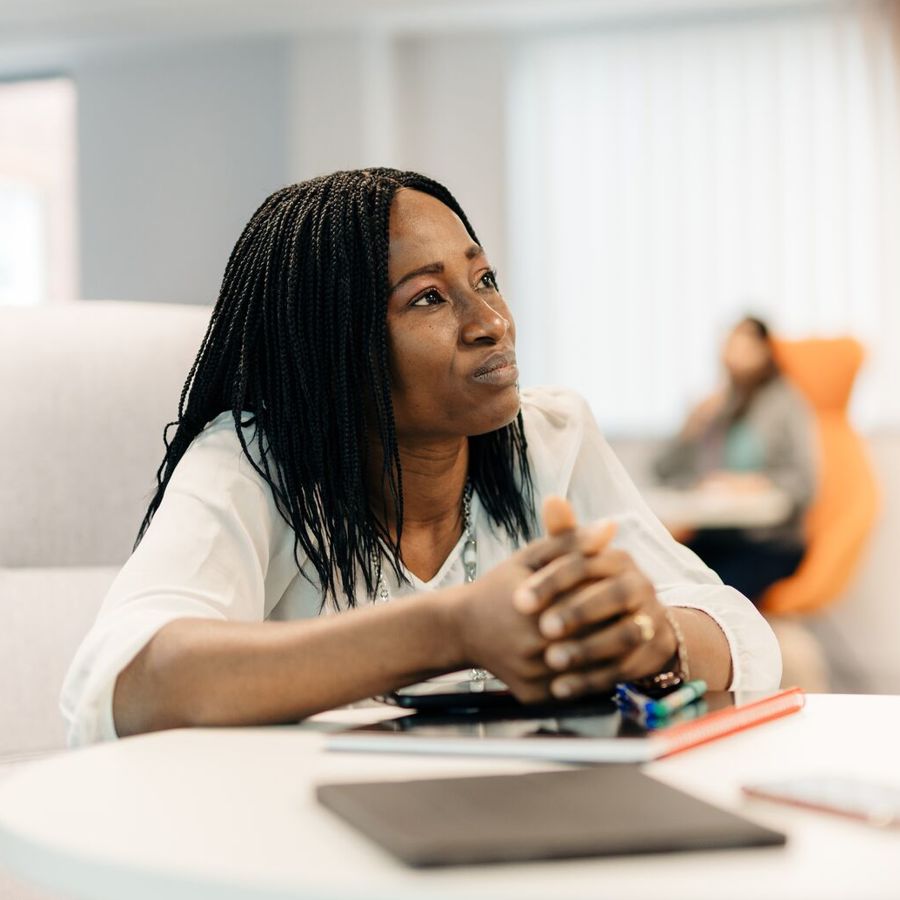 Students sat in The Business Lounge