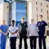 Faculty of Health & HYMS Students outside Allam Medical Building