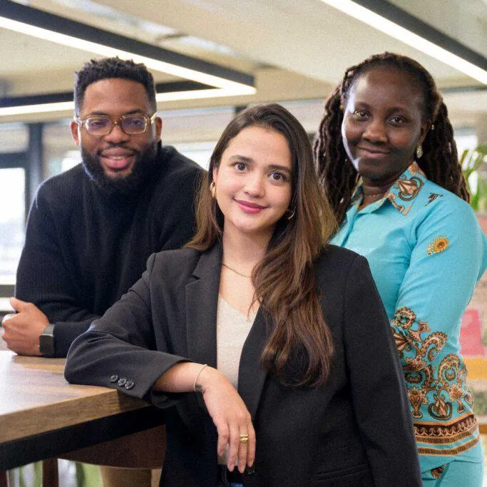 A group of three international alumni