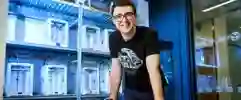 A student in the FabLab with 3D printed equipment