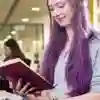 A student reading in the library