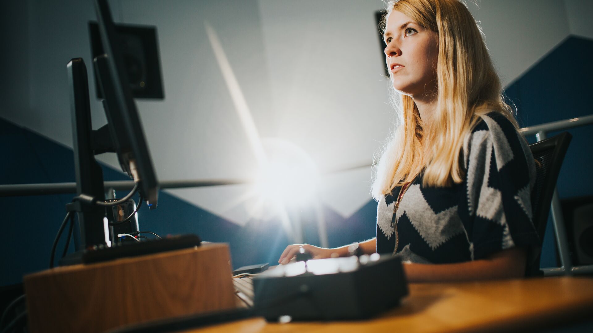 A student on the computer