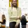 A student stood in the library