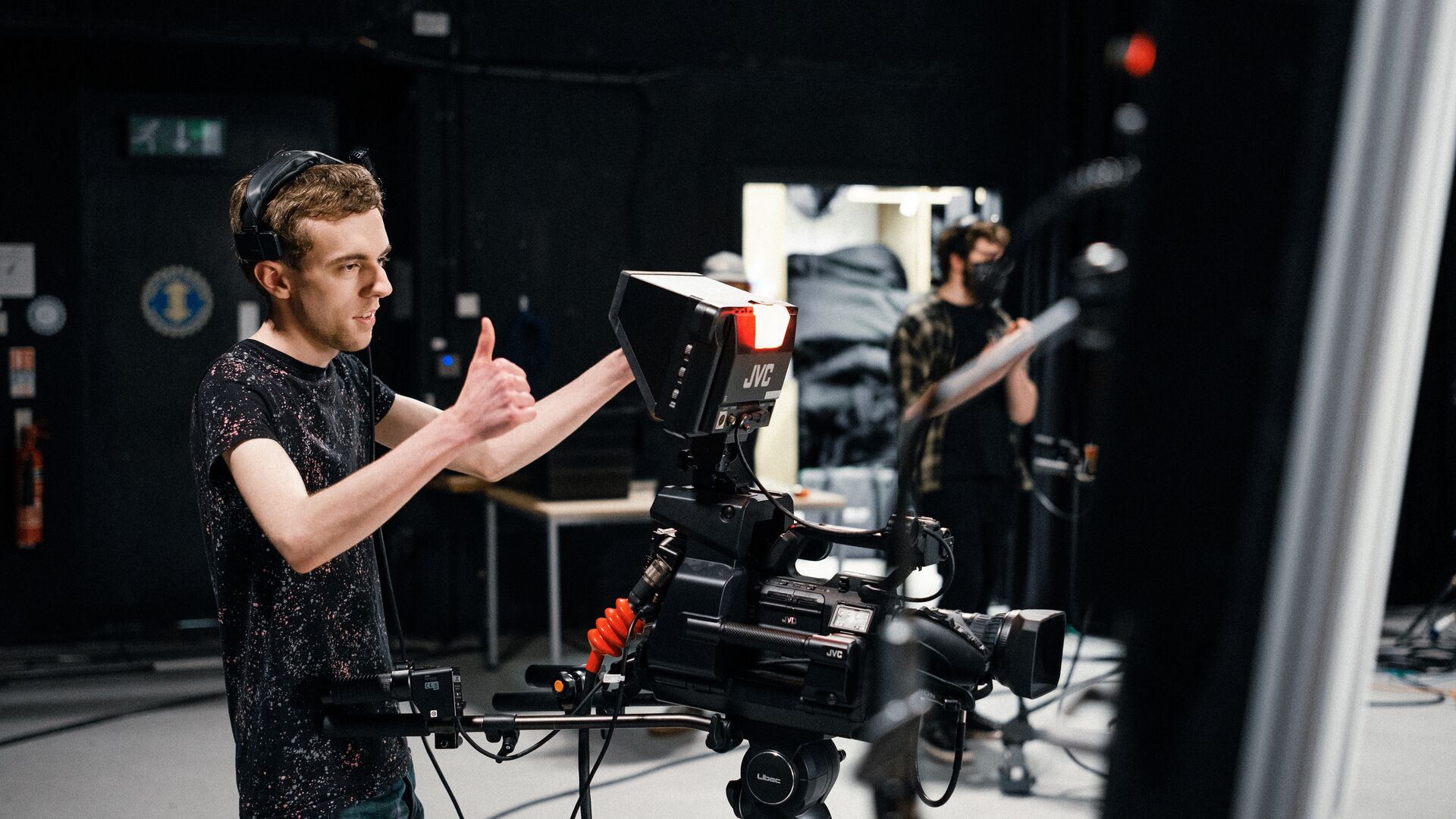 A student with a camera