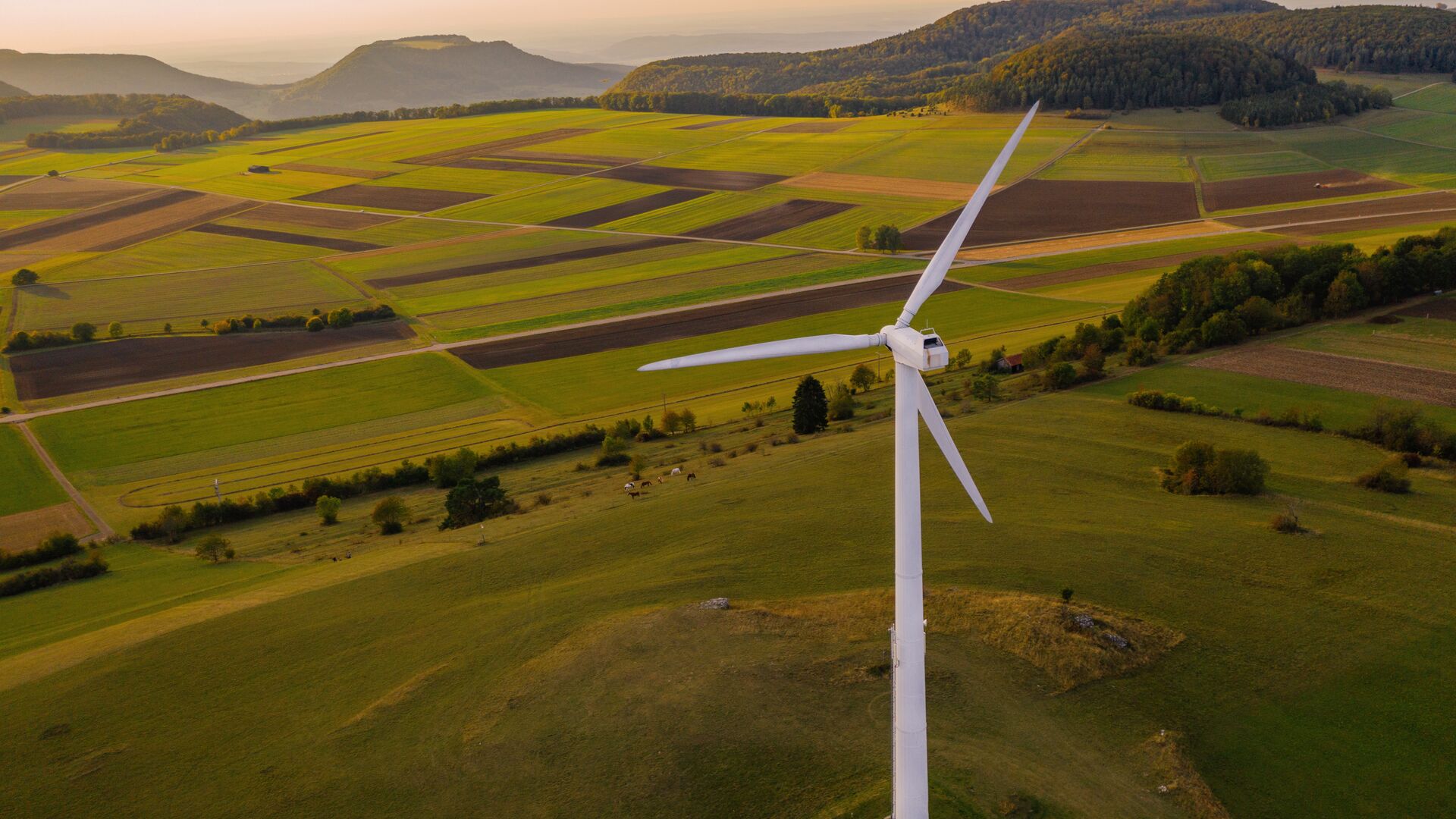 A windmill in fields