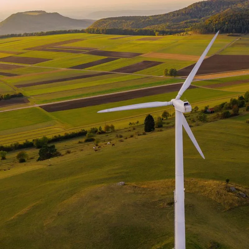 A windmill in fields