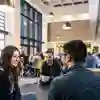 A group of students in the library cafe