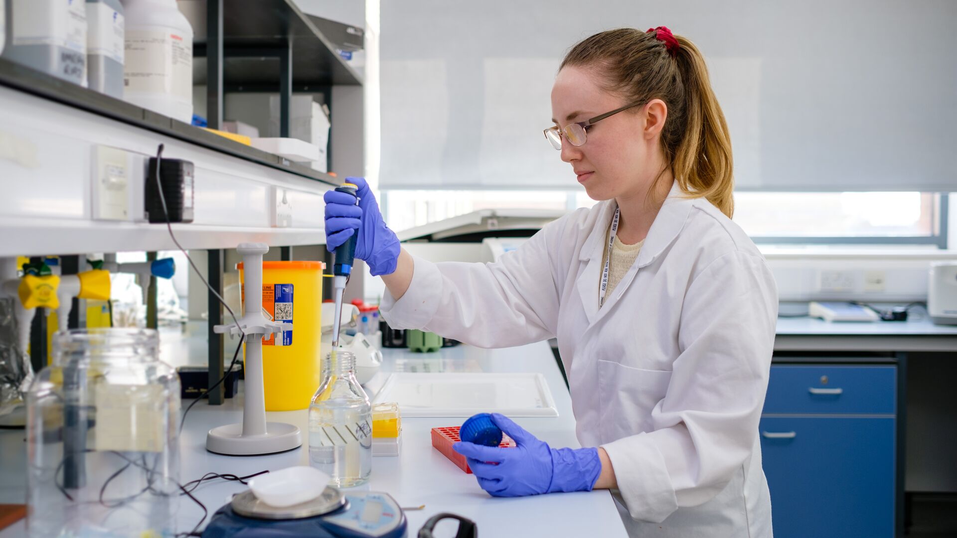 Student working in a lab