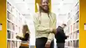 A student stood in the library