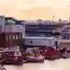 A port at sunset