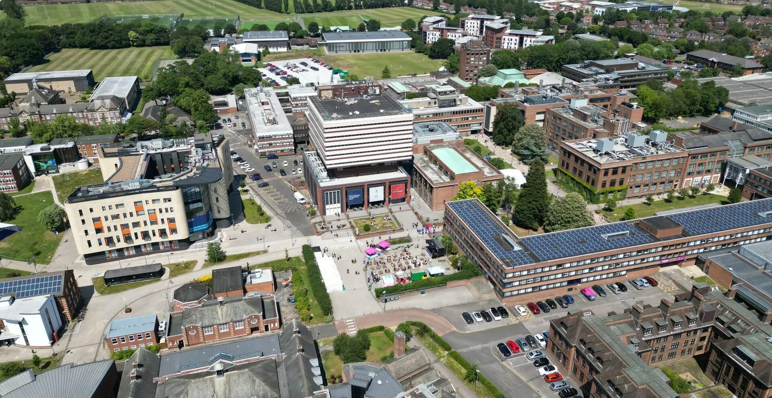 An aerial view of the University of Hull campus