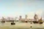 Oil painting of sailing ships on the river humber
