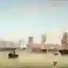 Oil painting of sailing ships on the river humber