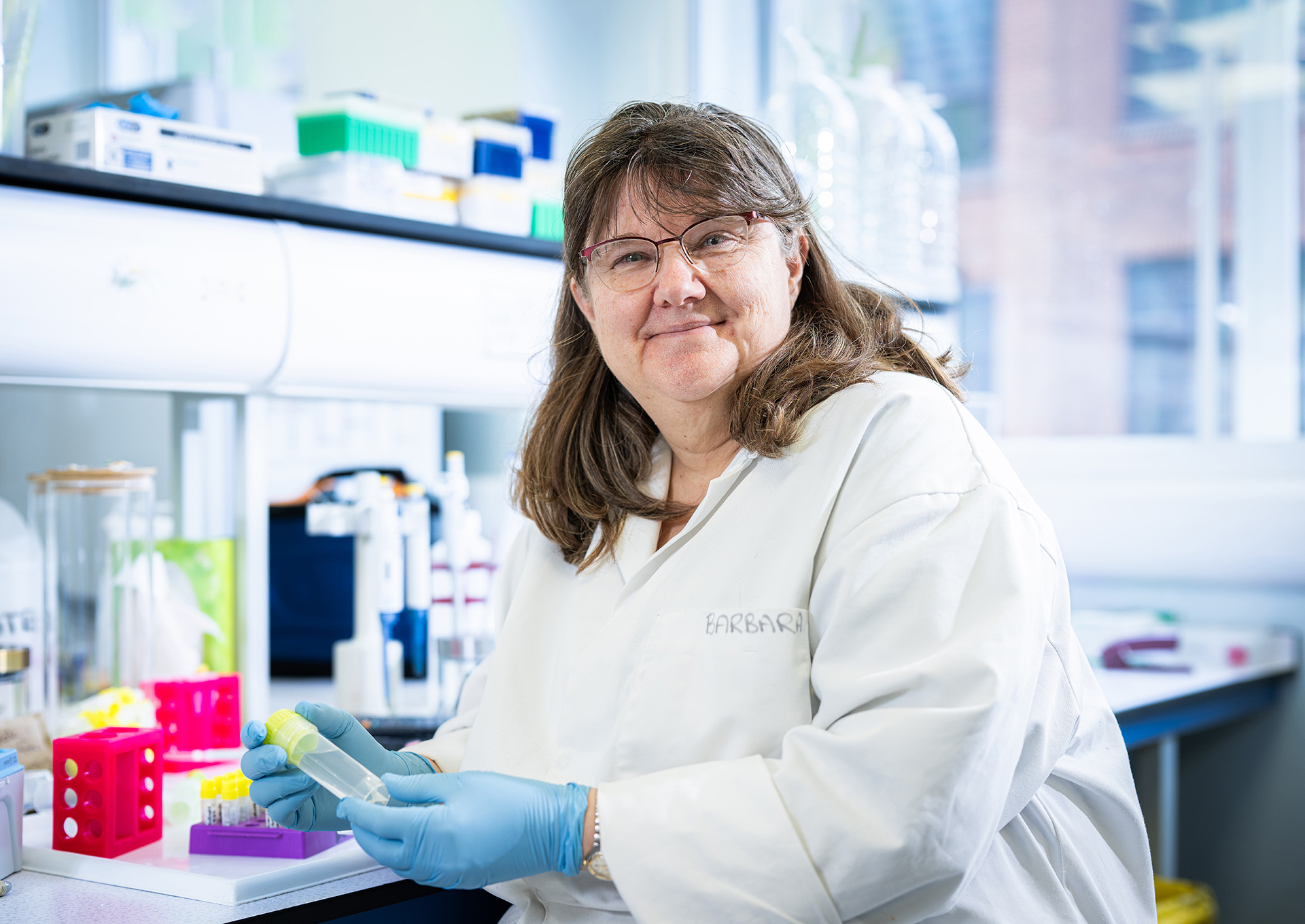 Dr Barbara Guinn working in her lab