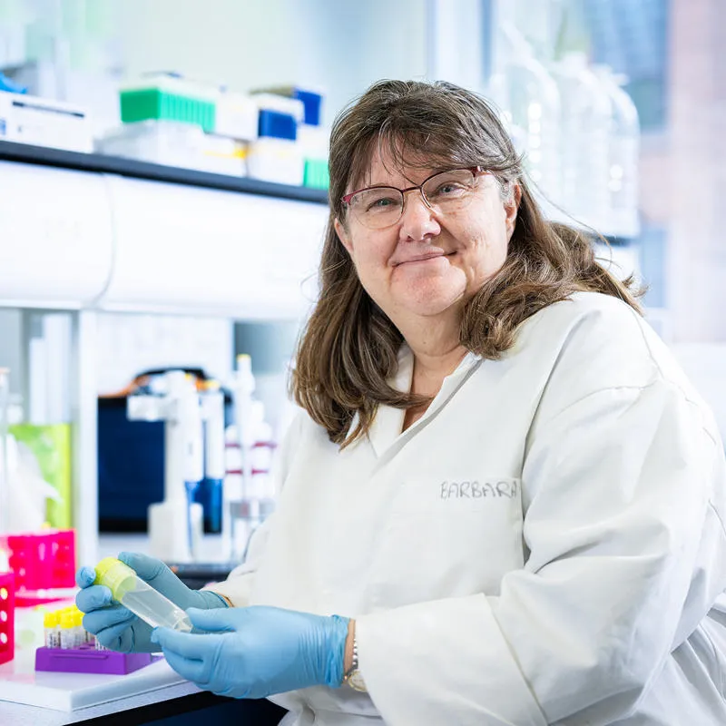 Dr Barbara Guinn working in her lab