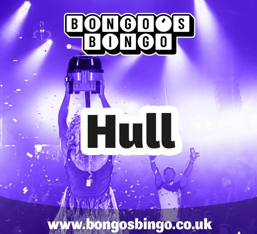 Bongo's Bingo Hull with man holding Henry Hoover