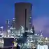 A petrochemical processing plant in Saltend at night